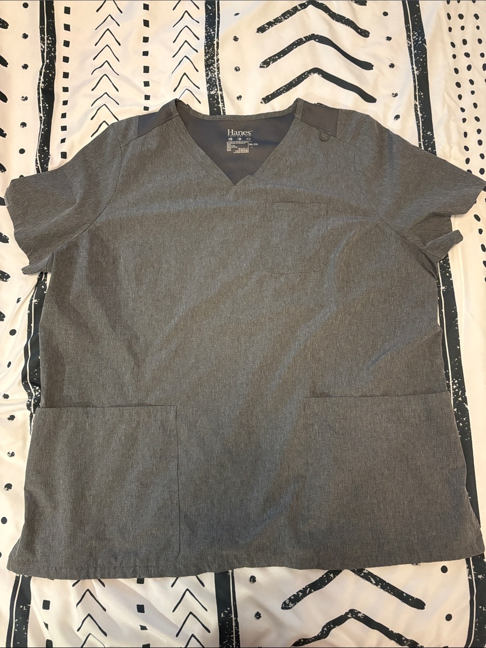 Hanes Women's Gray Short Sleeve V-Neck Scrub Top